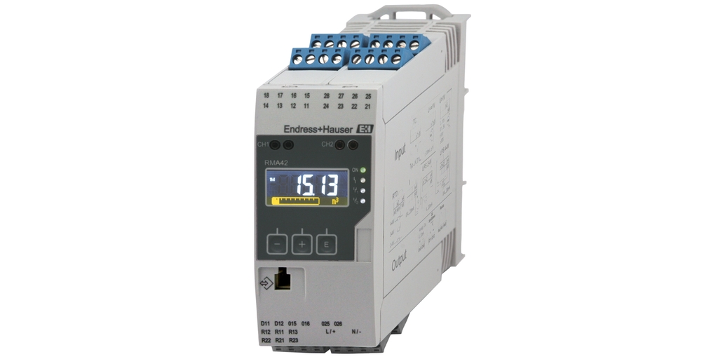 Transmisor de proceso RMA42 con unidad de control, fuente de alimentación por lazo, barrera e interruptor de límite