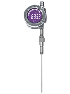 Ilustración del sensor de temperatura RTD TMT162R con transmisor indicador para campo